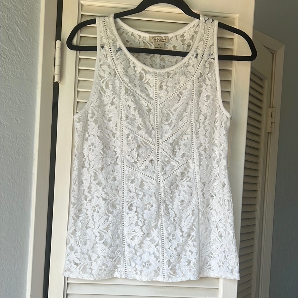 Lucky Brand White Lace Sleeveless Tank Top